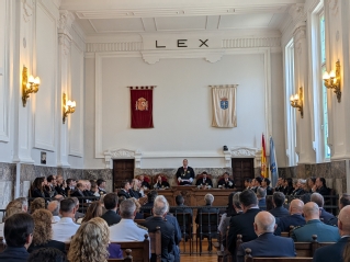 El presidente Ignacio Picatoste durante su intervención en el acto de apertura de tribunales gallegos